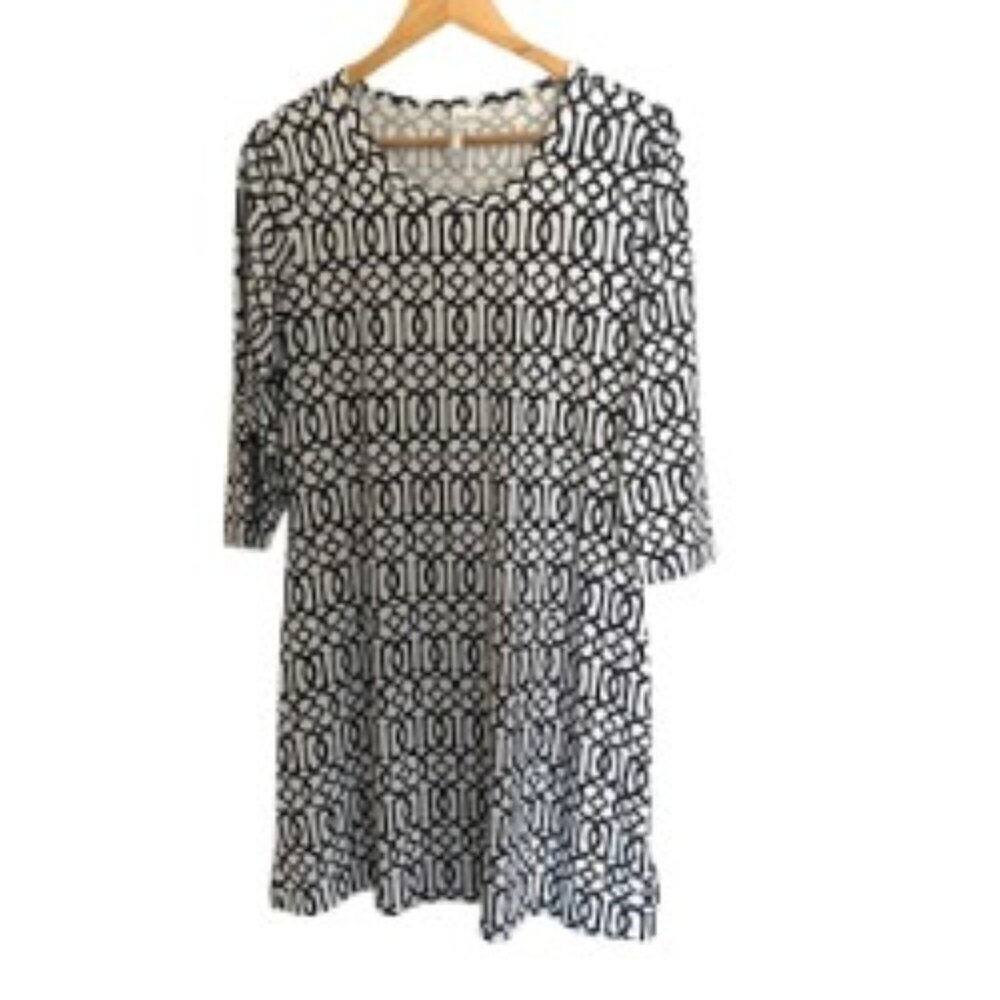 Lulu-B Black and White Geometric Print Women's Dress